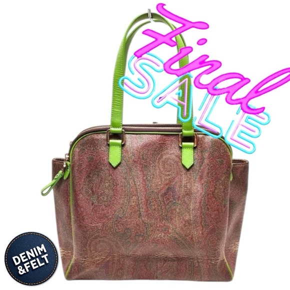 Etro Handbags - Etro‎ Paisley Print w/ Green Leather Accents
